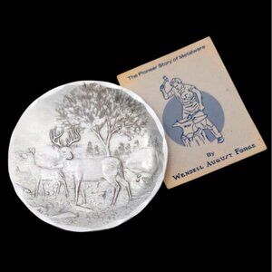 Wendell August Forge Hammered Aluminum Trinket Dish Wildlife Deer Coaster Vtg